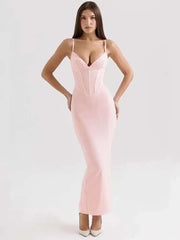 Mesh Strap Slim Bodycon Midi Dress