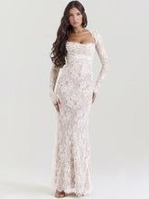 Lace Print Spaghetti Club Maxi Bodycon Dress