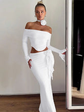 Backless Lace Up Skirt Two Piece Set