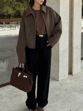 Woolen Zipper Lapel Casual Coat