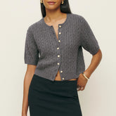 Cashmere Button Down Short Sleeve Cardigan