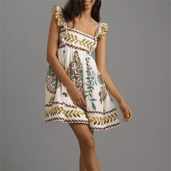 Sweet Ruffle A-Line Mini Floral Dress