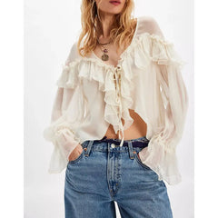 Y2K Flare Long Sleeve Blouse