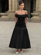 Ruched One-Shoulder A-Line Maxi Dress