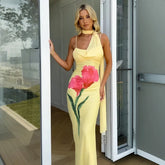 Slim Floral Fishtail Cami Vacation Dress
