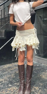 Gothic Drawstring Ruched Mini Skirt