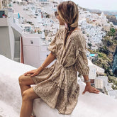 Long Sleeve Floral Cotton Rayon Autumn Boho Dress