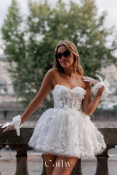 Heart Lace Appliques Mini Vacation Dress