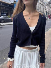 Twisted Flower V-neck Cropped Knit Cardigan