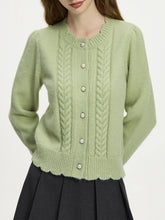 Lace Crescent Round Neck Knit Cardigan