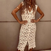 Crochet Hollow Out Lace Sleeveless Boho Dress