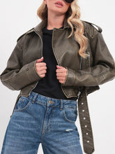 Belted Vintage Faux Leather Coat