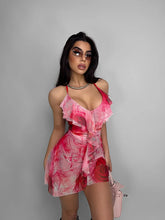 Floral Halter Sheer Backless Party Dress