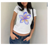 Flower Pattern Round Neck Baby T-shirt
