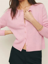 Solid Button Long Sleeve Knit Cardigan