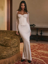 Lace Long Sleeve Back Split Bodycon Dress