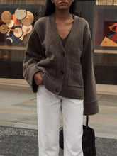 Pocket V-neck Warm Knit Cardigan