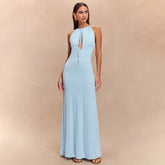 Hollow Lace Up Backless High-Waist Prom Dress