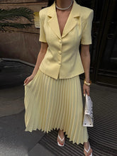 Button Lapel Pleated Skirt Coat