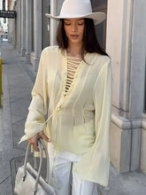 Tied Bow Flare Sleeve Blouse