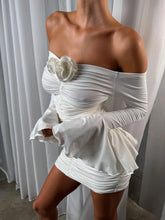 Floral Strapless Ruched Sleeve Bodycon Dress