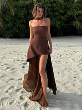 Strapless Ribbon Mesh Beach Maxi Dress