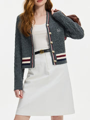 V-neck Collision Color Knit Cardigan