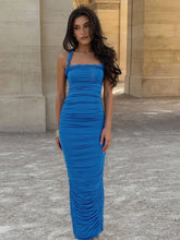 Twist Strip Halter Backless Prom Dress