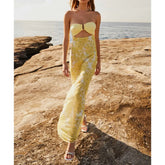Hollow Out Bow Tube Strapless Vacation Dress