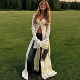 Flare Sleeve Slim Fit V Neck Knitted Boho Dress