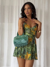 Printed Lace Up Slip Mini Dress