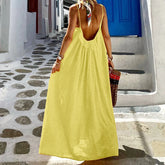 Oversized Cotton Linen Spaghetti Strap Boho Dress