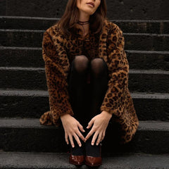 Leopard Faux Fur Winter Long Coat