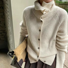 Turtleneck Thick Wool Knit Cardigan