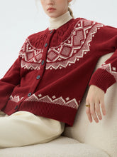 Cable Knit Red Wool Pullover Cardigan