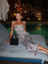 Zebra Print Strapless Split Party Dress