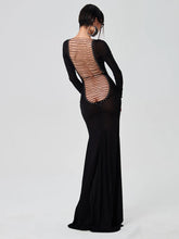 See Through Backless Long Sleeve Party Dress