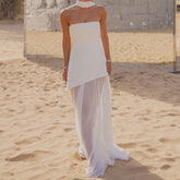 Backless Split Knit Sheer Maxi Dress