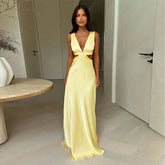 Deep V-Neck Slit Maxi Dress