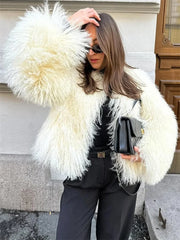 Faux Fox Fur Patchwork Long Coat
