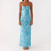 Beaded Sequin Cami Split Bodycon Dress