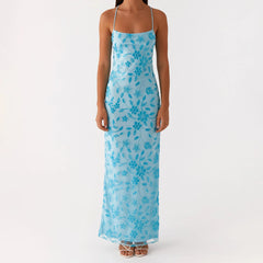 Beaded Sequin Cami Split Bodycon Dress