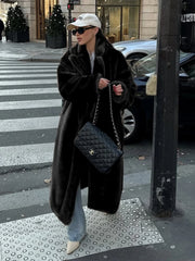 Loose Velvet Fur Splicing Long Coat