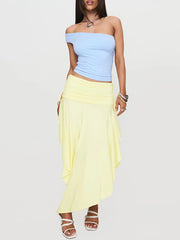 Asymmetrical Pleated Long Skirt