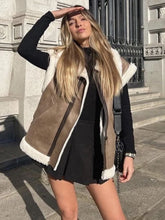 Patchwork Sleeveless V Neck Vest Coat