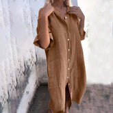 Casual Shirt Short Sleeve Loose Elegant Boho Dress