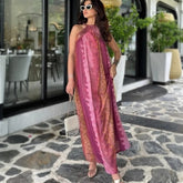 Sleeveless Halter Sequin Embroidery Boho Dress