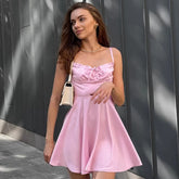 Mini Spaghetti Strap Bandage Solid Prom Dress