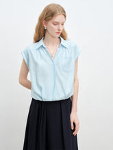 Acetate French Relaxed V-neck Blouse