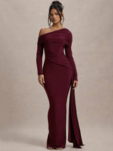Skew Collar Draped Sleeve Bodycon Dress
